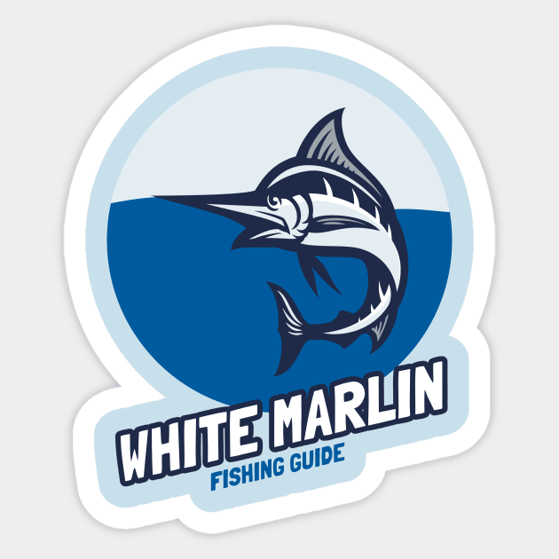 White Marlin Fishing Guide Sticker by Tip Top Tee's